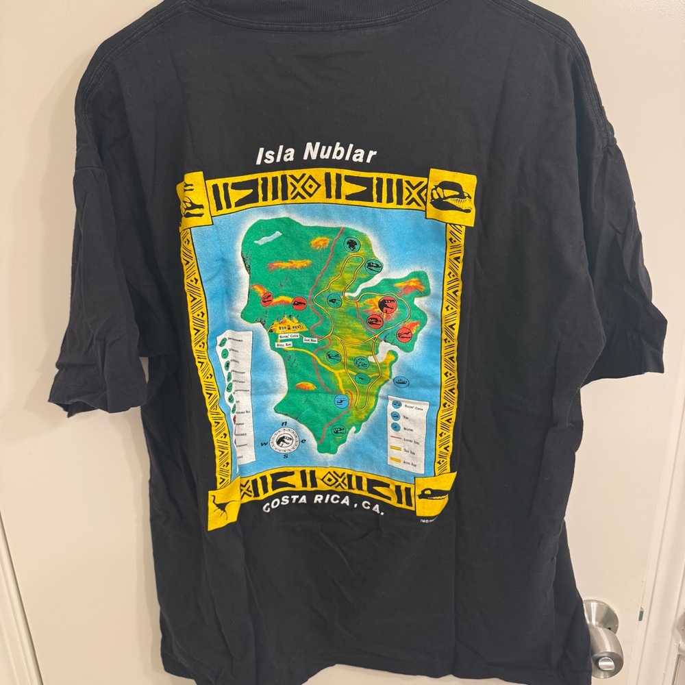 Vintage Jurassic Park Island Tour Black T-Shirt - Picture 3 of 5